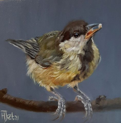 Jonge Mees olieverf op paneel 10x10 cm. Beschikbaar