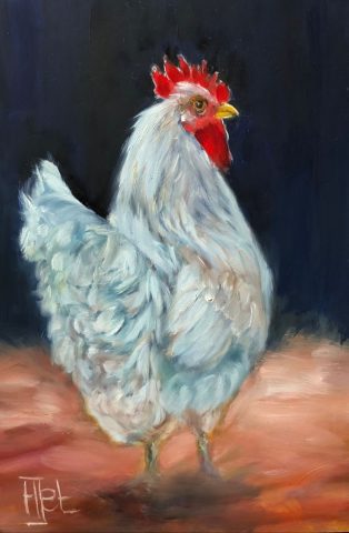 Kipje olieverf op paneel 10x15 cm beschikbaar