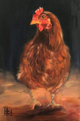 Kipje olieverf op paneel 10x15 cm beschikbaar