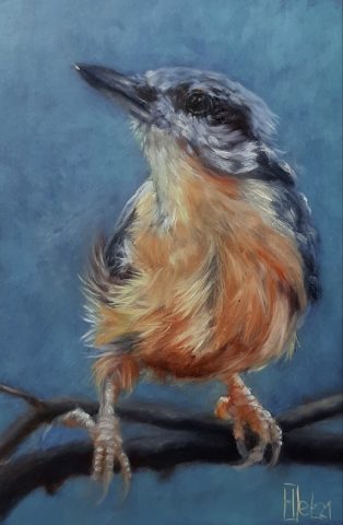 Dierenkunst Boomklever 10x15 cm olieverf